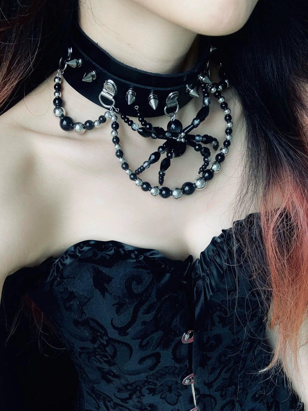 Gu Spider Necklace Collar Dark Punk Gothic Choker