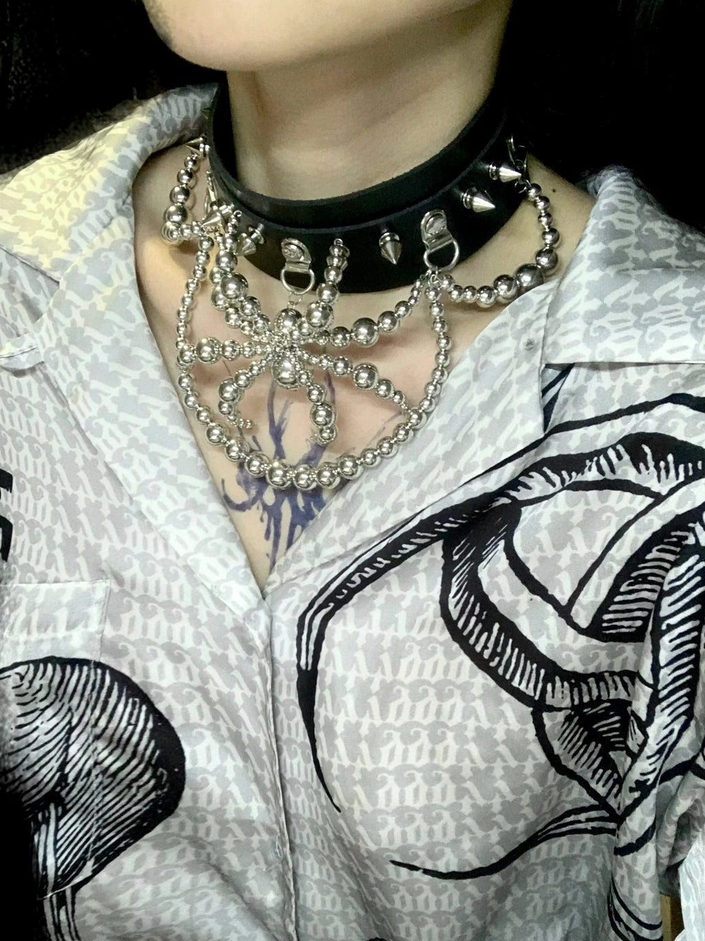Titanium Spider Necklace Collar Dark Punk Gothic Choker