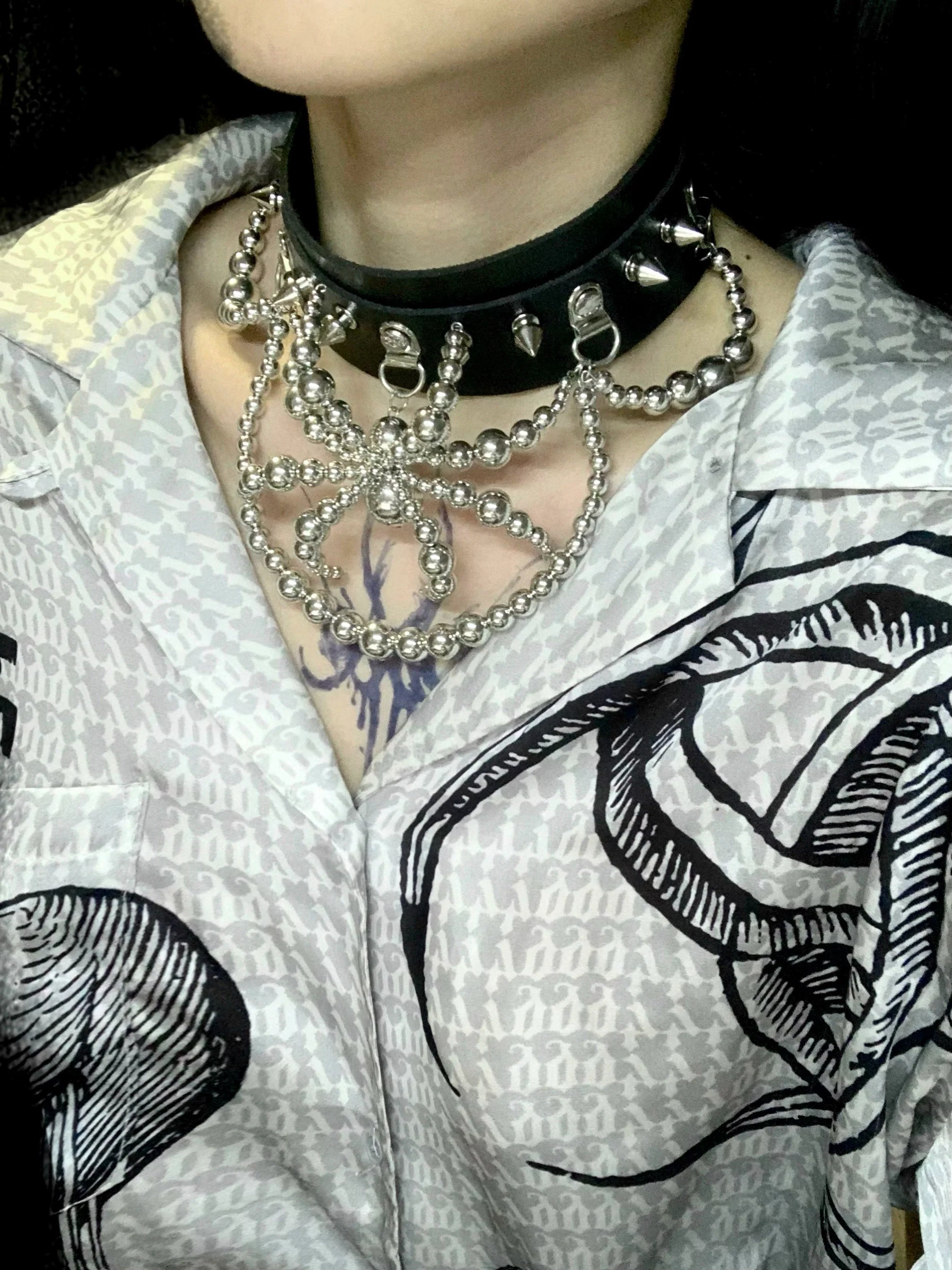 Titanium Spider Necklace Collar Dark Punk Gothic Choker