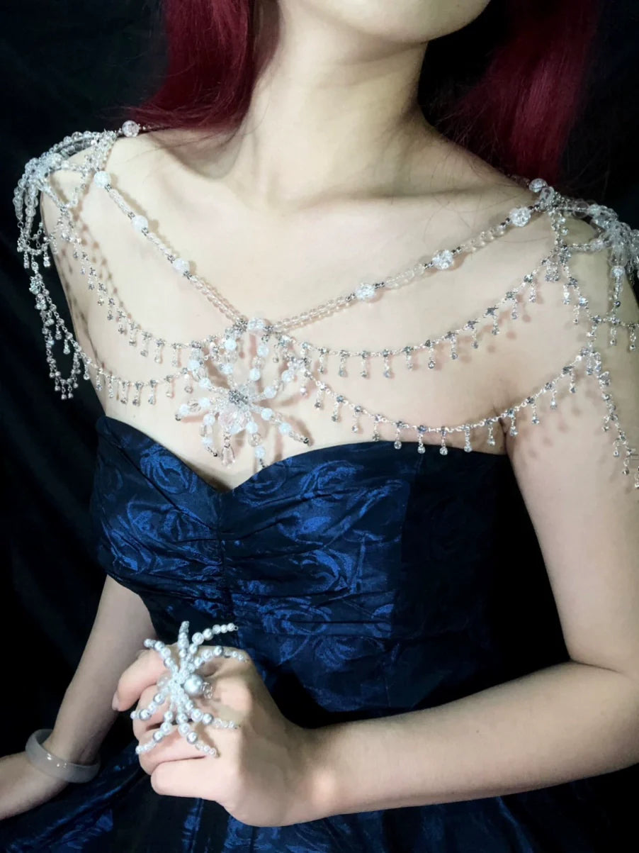 Handmade Party Spider Shoulder Chain Original Design Dark Gothic Punk Body Chain