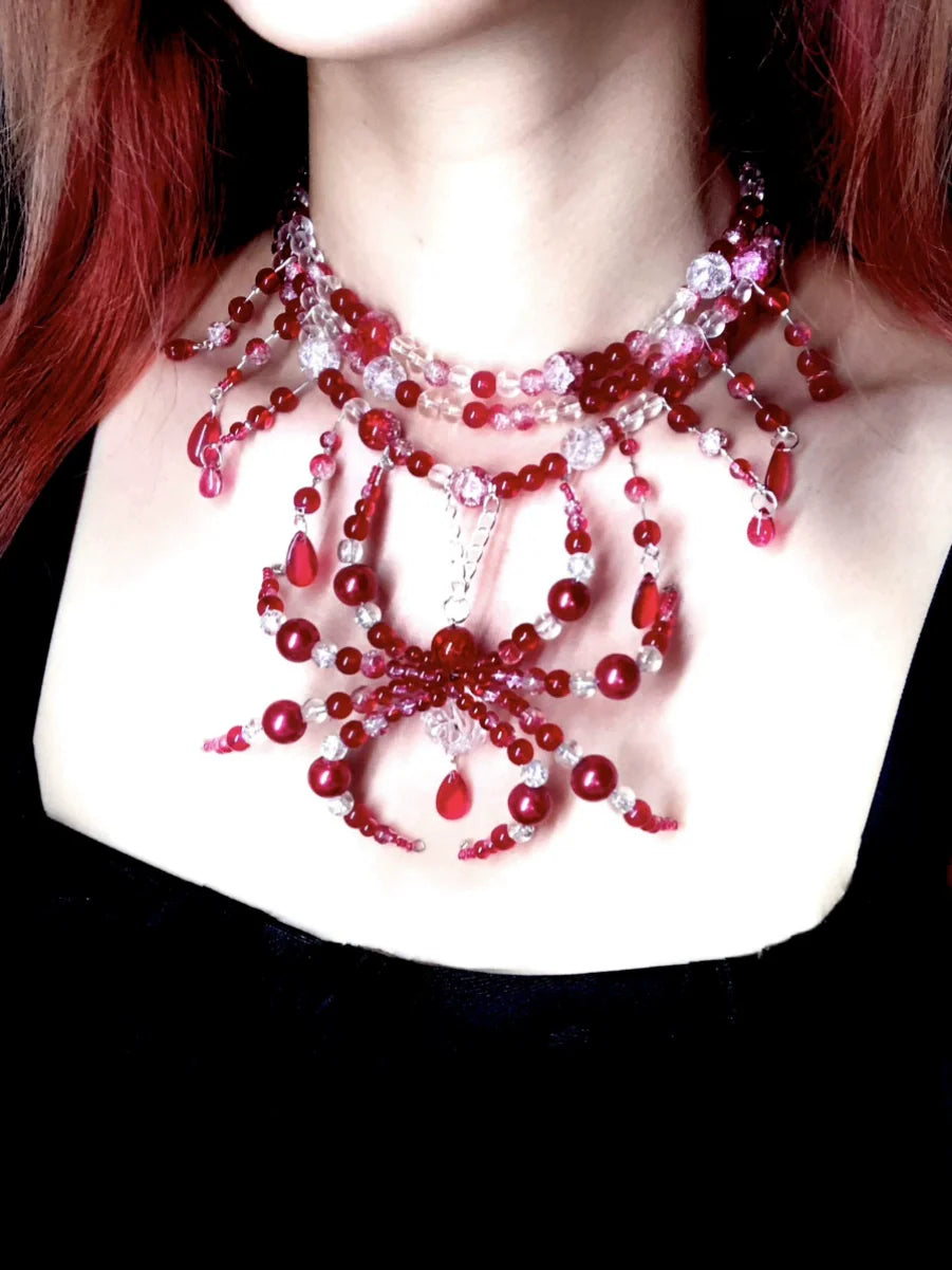 Bloody Night Spider Necklace Dark Gothic Punk Handmade