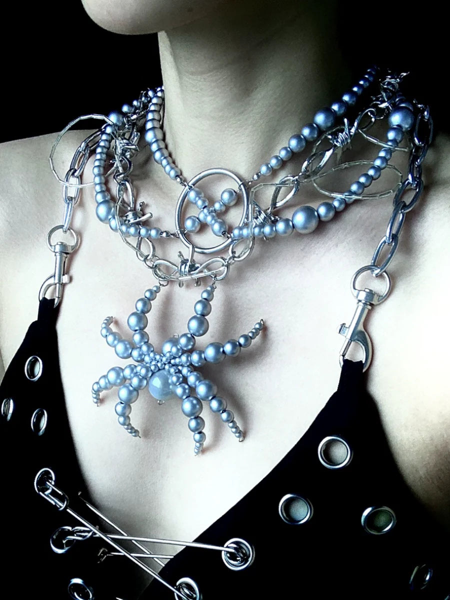 Mechanical Spider Necklace Dark Gothic Punk Handmade