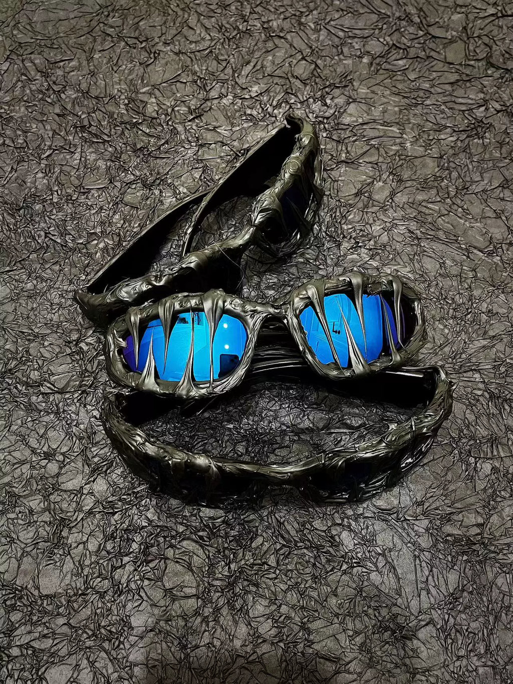 "Eternal Night Ice" Y2K Streetwear Handmade Resin Drip Sunglasses Gothic Cyberpunk Statement