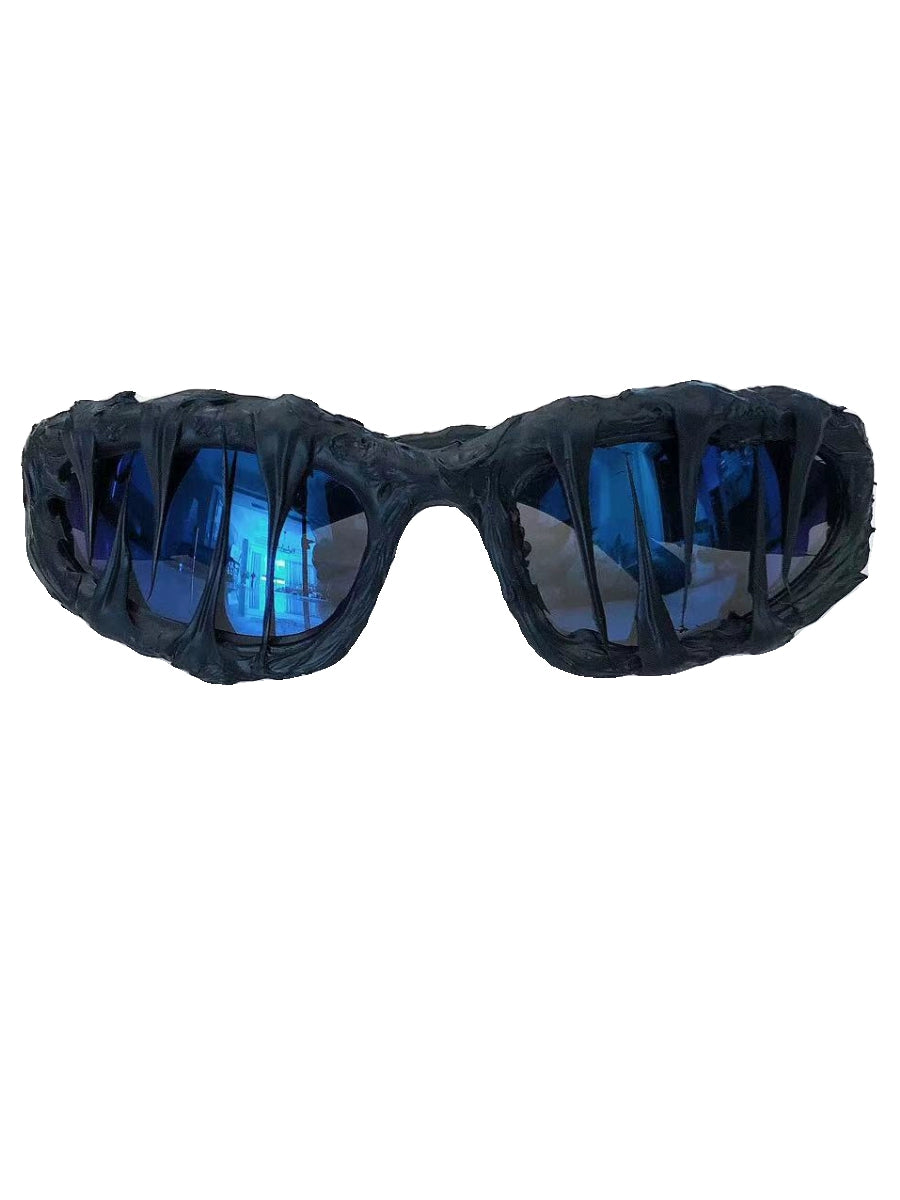 "Eternal Night Ice" Y2K Streetwear Handmade Resin Drip Sunglasses Gothic Cyberpunk Statement
