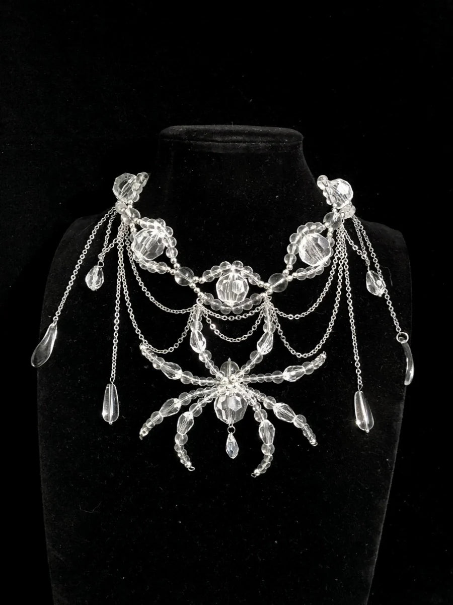 Crystal Eyes Spider Necklace Dark Gothic Punk Handmade