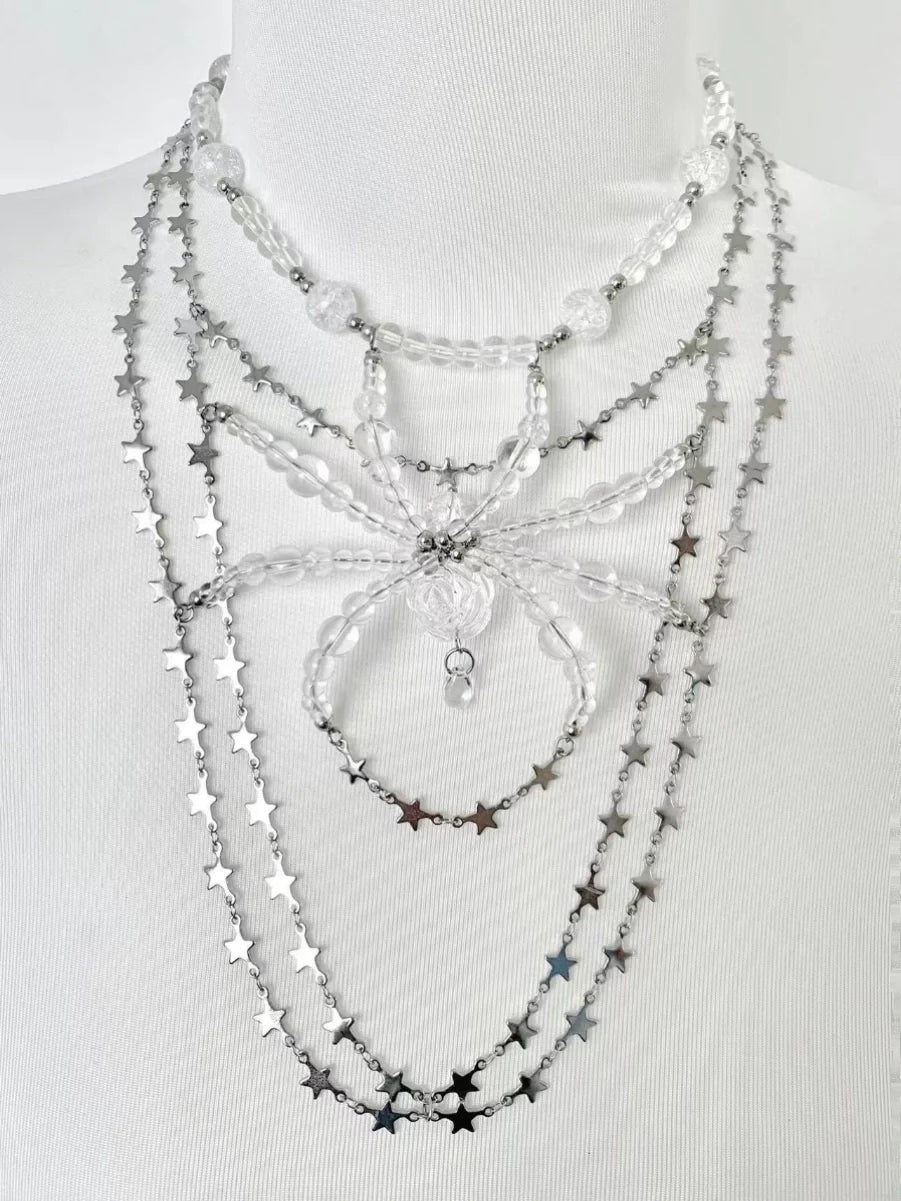 Silver Star Spider Necklace Dark Gothic Punk Handmade