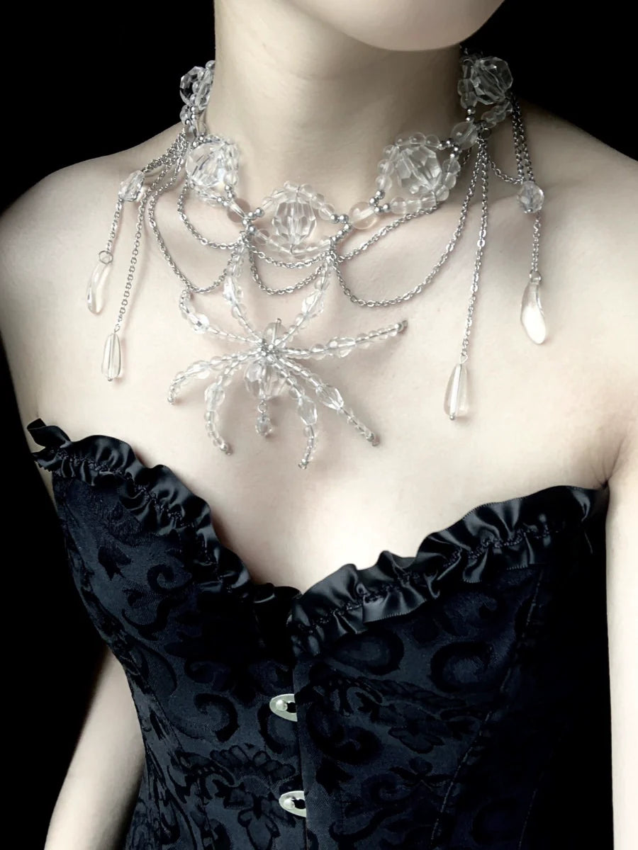 Collar de araña con ojos de cristal, estilo gótico punk oscuro, hecho a mano