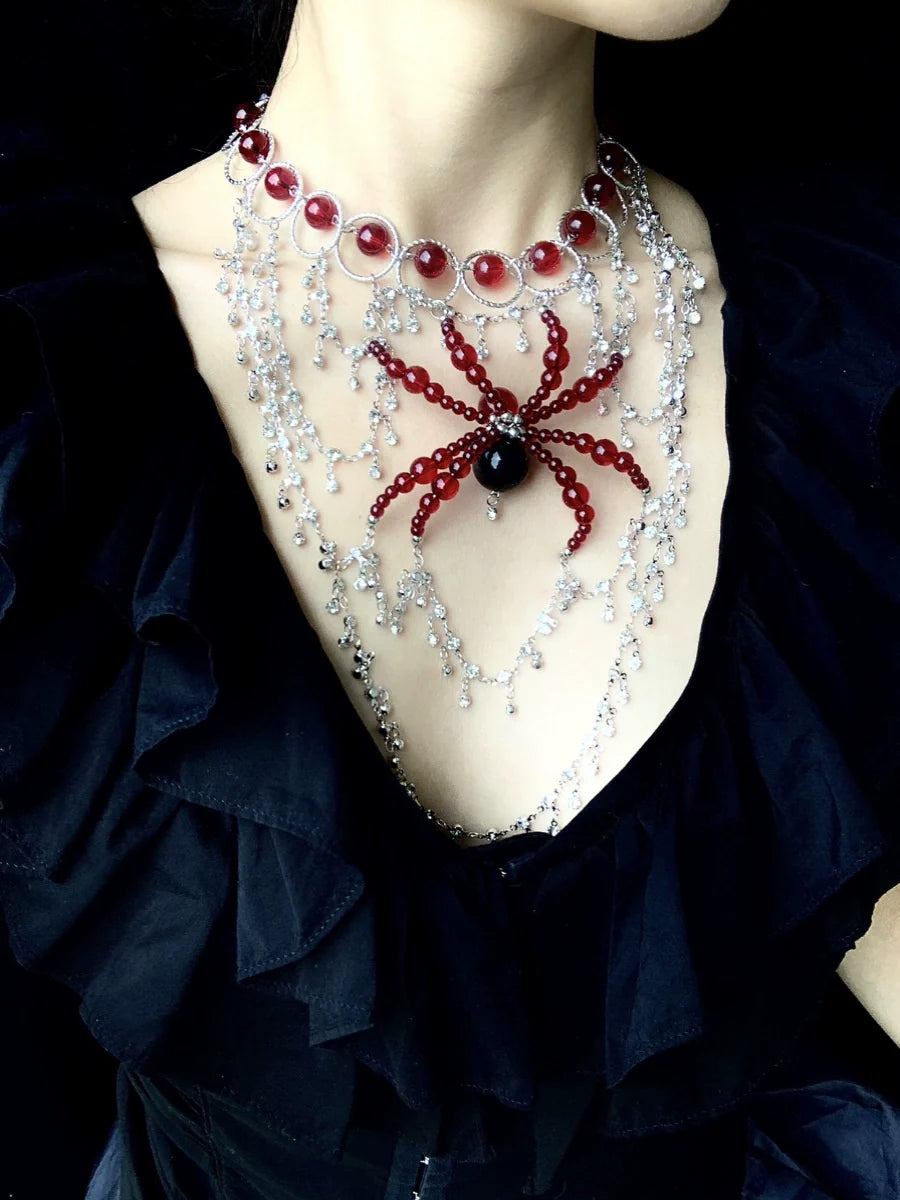 Collana Ragno Autunnale Dark Gothic Punk Fatta a Mano