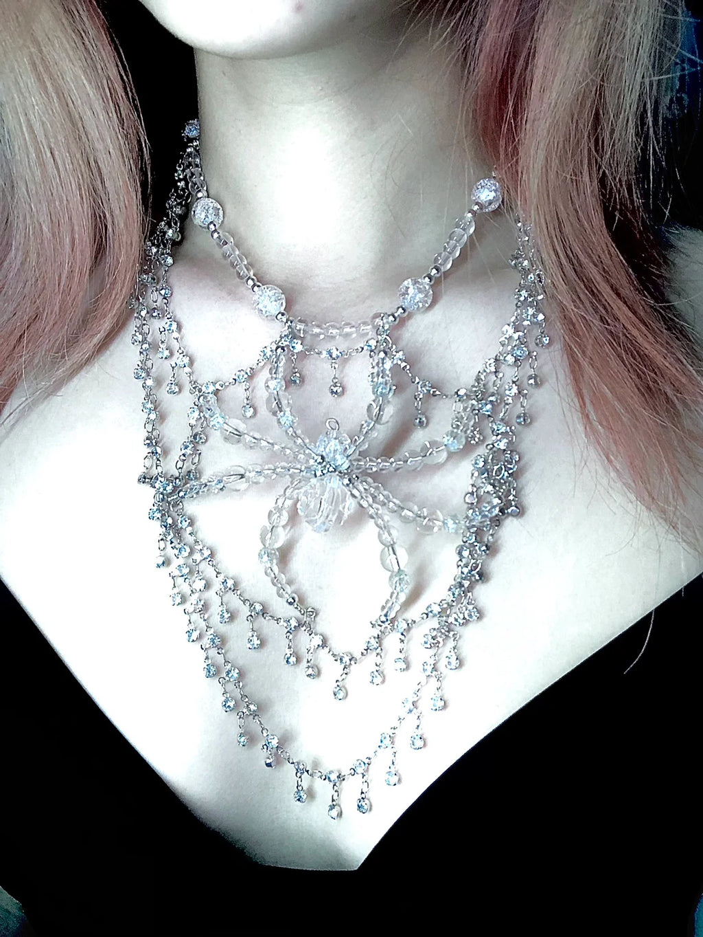 Collana ragno di ghiaccio fatta a mano in stile punk gotico scuro
