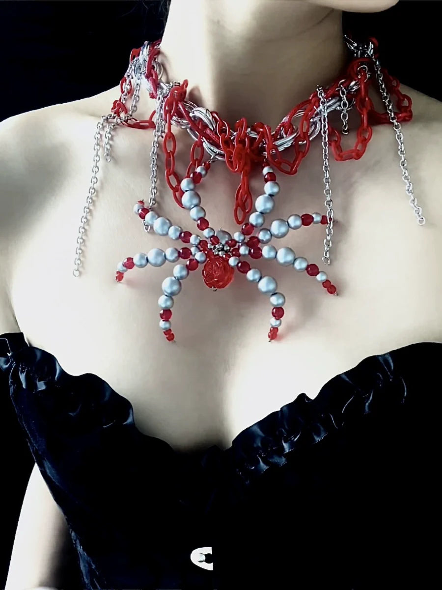 Cage Spider Necklace Dark Gothic Punk Handmade