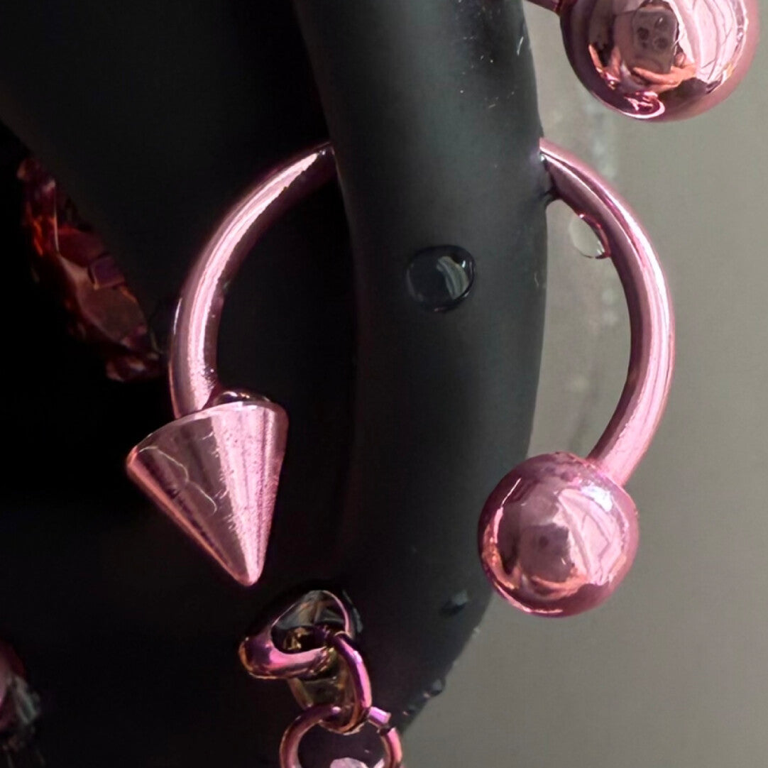 Pink Electroplated Titanium Steel Ear Cuffs, Hoops & Ear Chains - Titanium Alloy & Zirconia Ear Studs