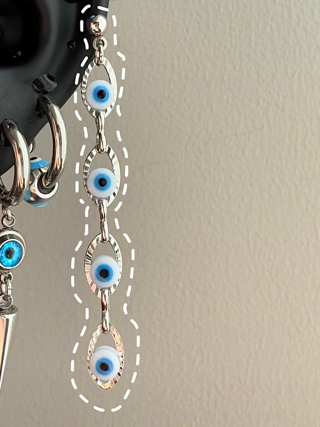 Blue Acrylic Ball Titanium Ear Stud – Punk Y2K Hypoallergenic Piercing