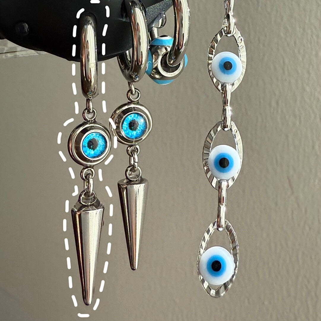 Blue Acrylic Ball Titanium Ear Stud – Punk Y2K Hypoallergenic Piercing