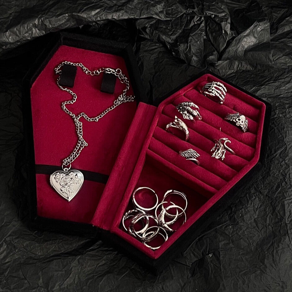 Velvet Coffin Jewelry Box | Punk Goth Necklace Ring Ornament Jewelry Velvet Storage Box