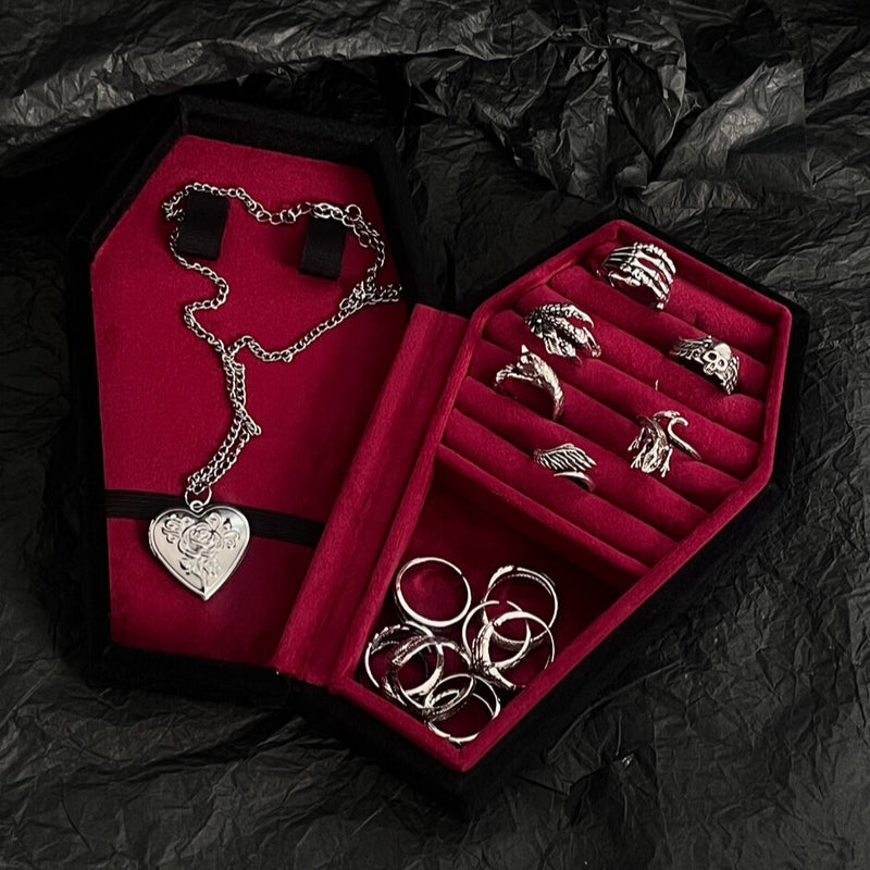 Velvet Coffin Jewelry Box | Punk Goth Necklace Ring Ornament Jewelry Velvet Storage Box