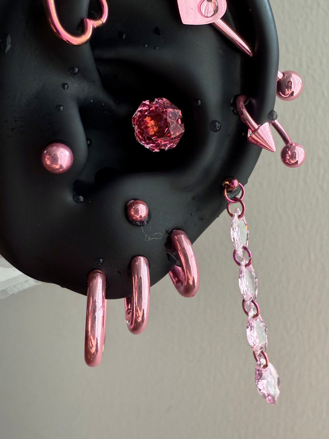 Pink Electroplated Titanium Steel Ear Cuffs, Hoops & Ear Chains - Titanium Alloy & Zirconia Ear Studs