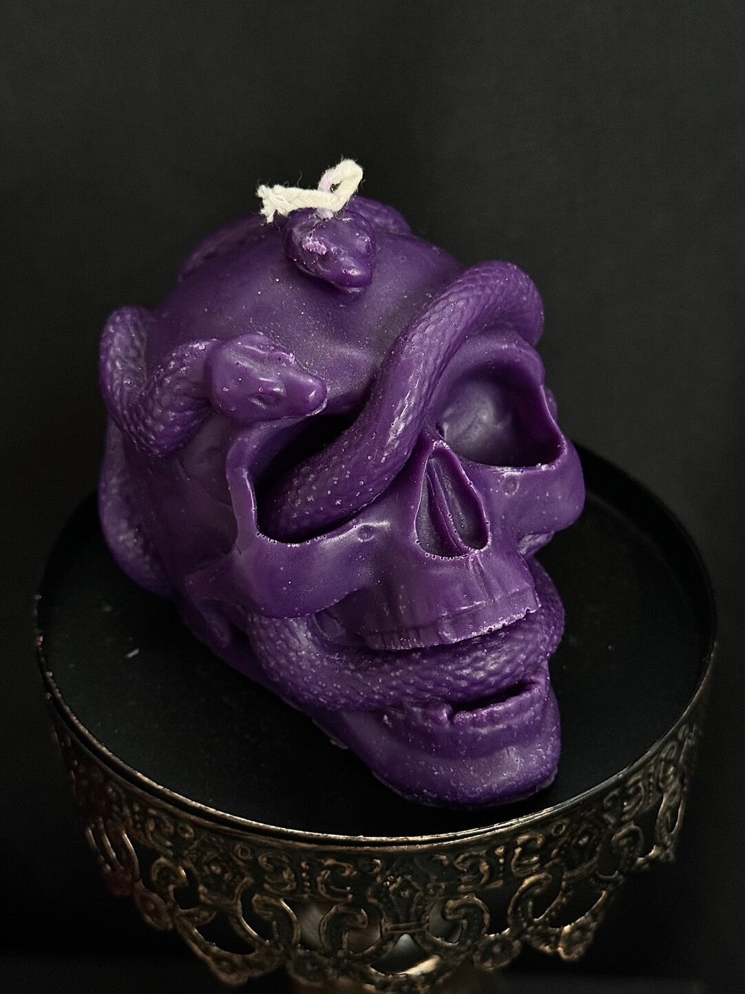Purple Skull & Serpent Candle | Handmade Gothic Punk Aromatherapy Low-Temp Wax Decor