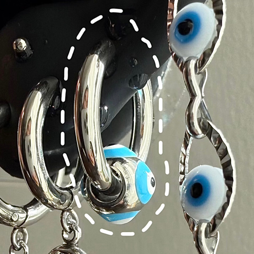 Blue Acrylic Ball Titanium Ear Stud – Punk Y2K Hypoallergenic Piercing