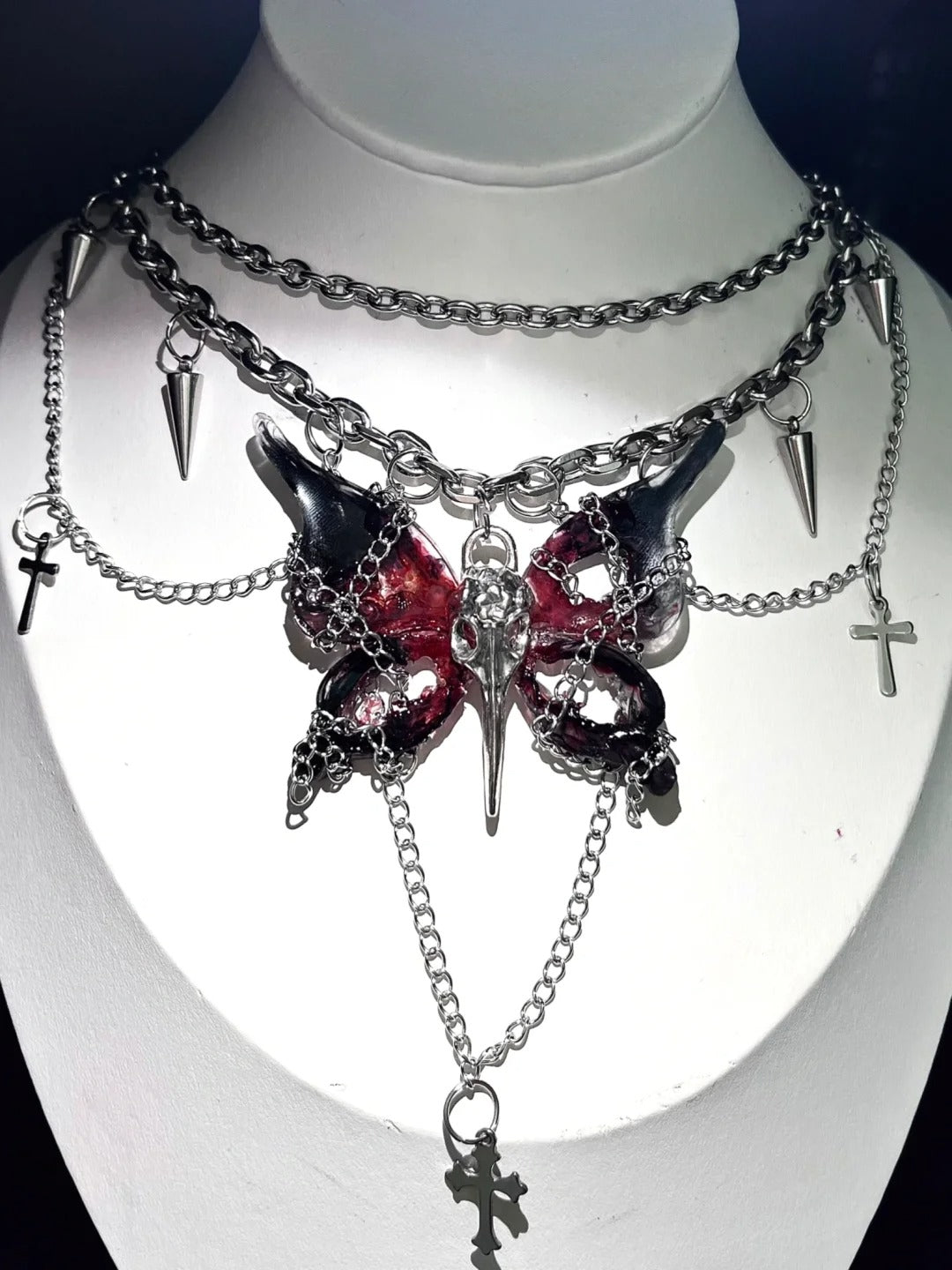 Authentic Butterfly Specimen Necklace - Dark Gothic Handcrafted Jewelry Butterfly Choker Necklace