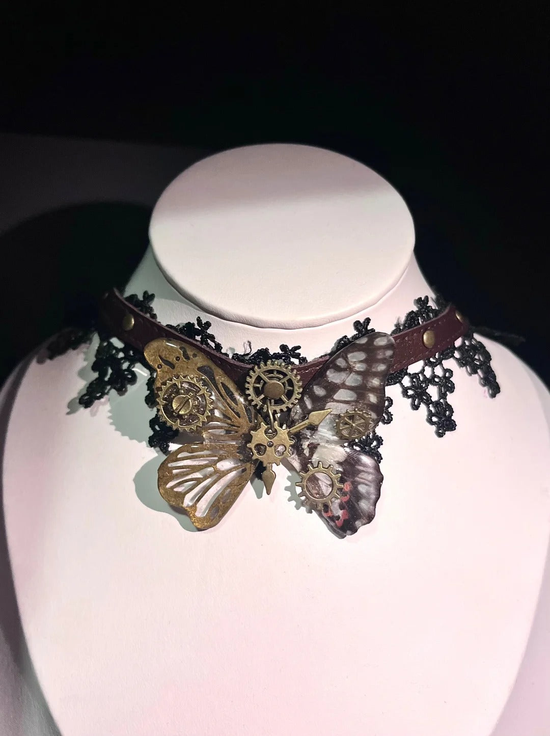 Authentic Butterfly Specimen Necklace - Dark Gothic Handcrafted Jewelry Butterfly Choker Necklace