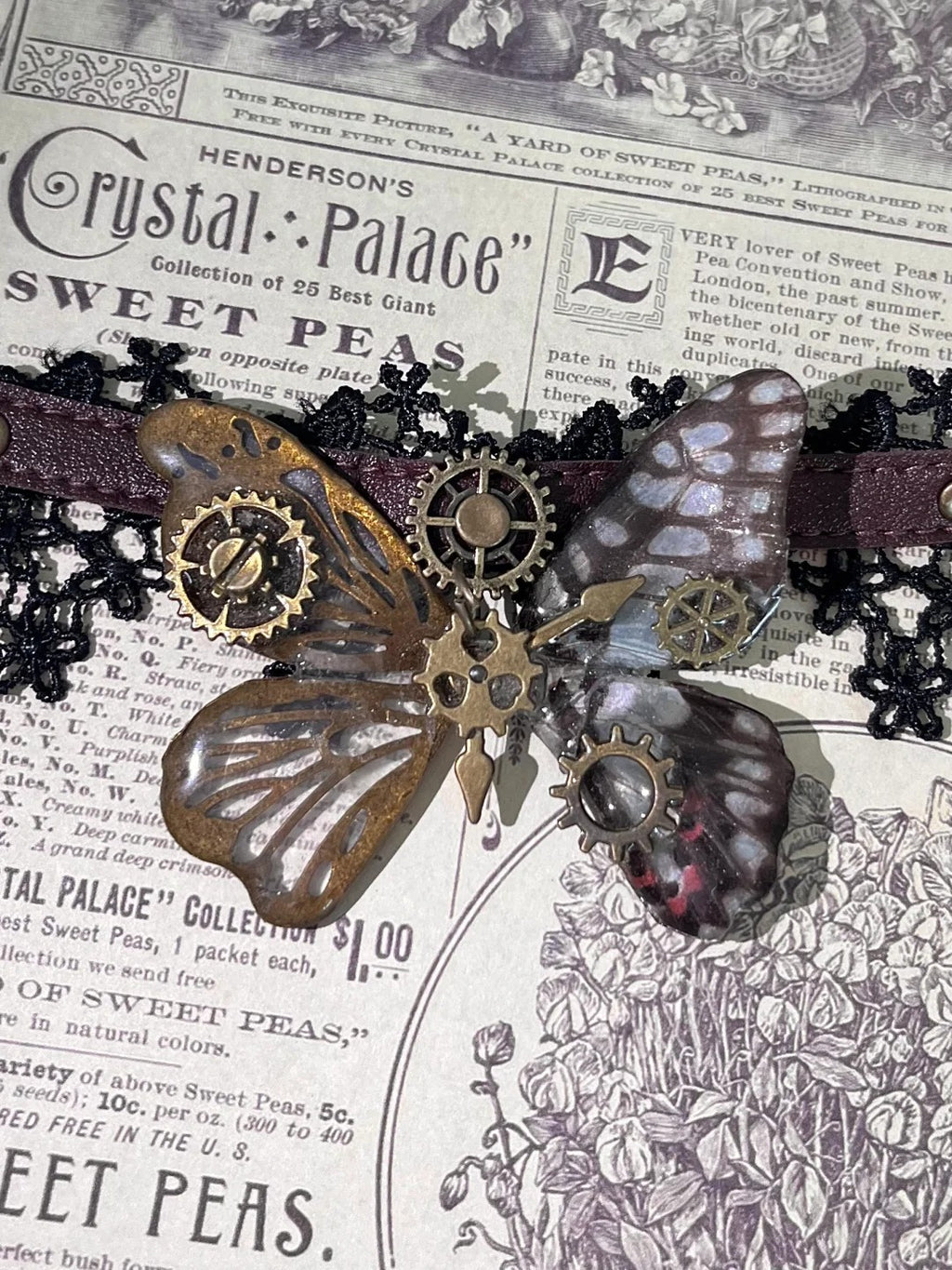 Authentic Butterfly Specimen Necklace - Dark Gothic Handcrafted Jewelry Butterfly Choker Necklace