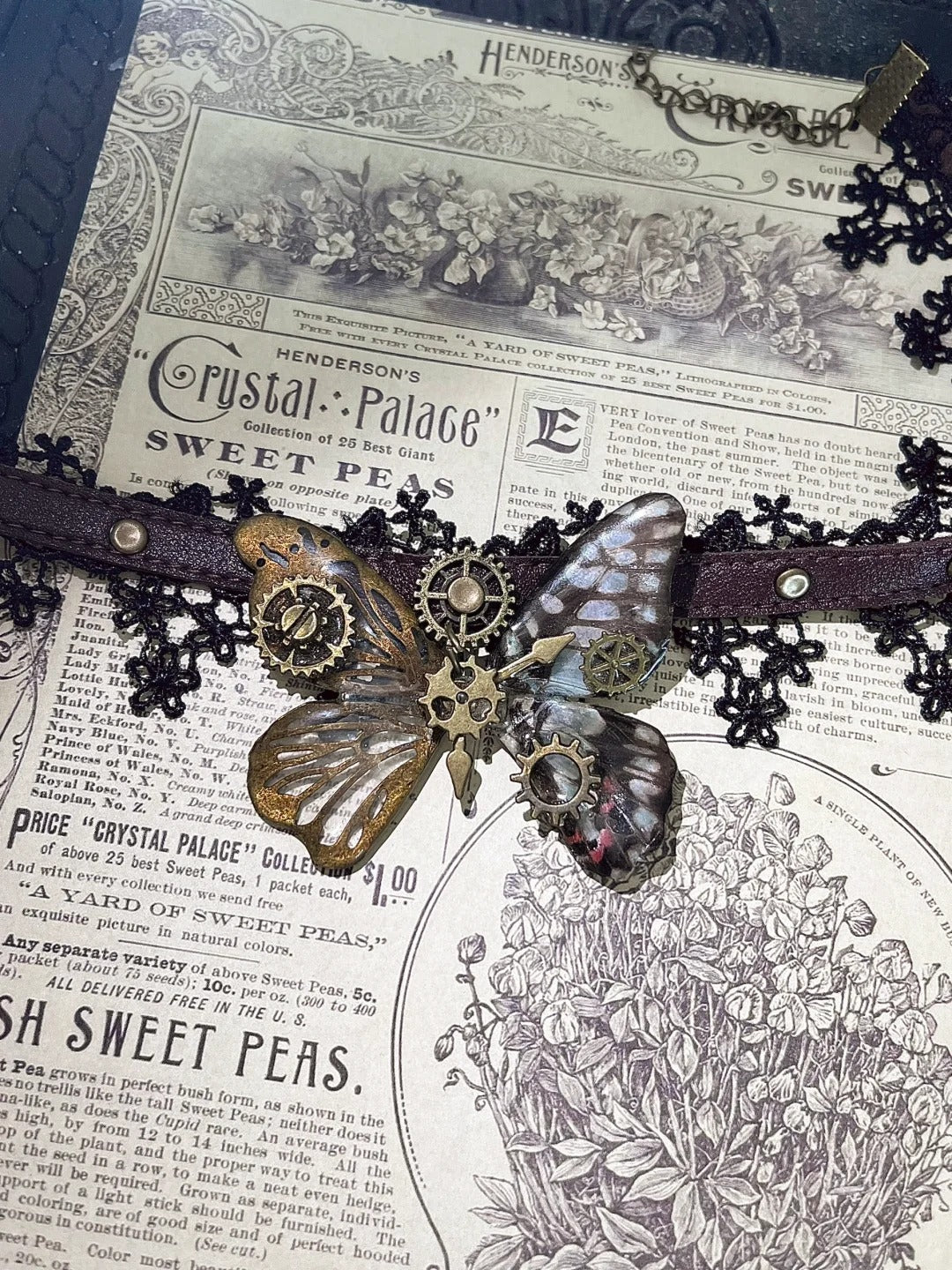 Authentic Butterfly Specimen Necklace - Dark Gothic Handcrafted Jewelry Butterfly Choker Necklace