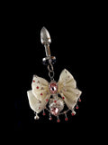 Cream Bow Pink Heart Gem Jewel Plug