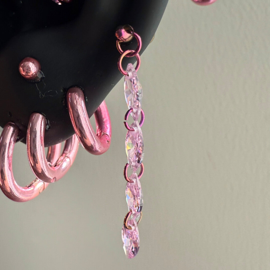 Pink Electroplated Titanium Steel Ear Cuffs, Hoops & Ear Chains - Titanium Alloy & Zirconia Ear Studs