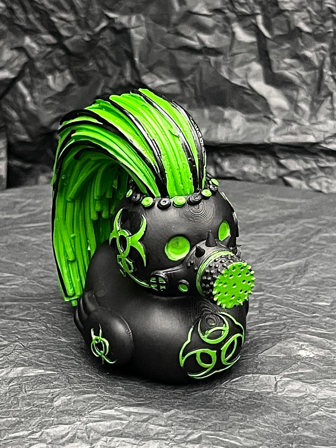 Biohazard Punk Duck Figurine | Gothic Y2K Dark Aesthetic Toy Decor Gift