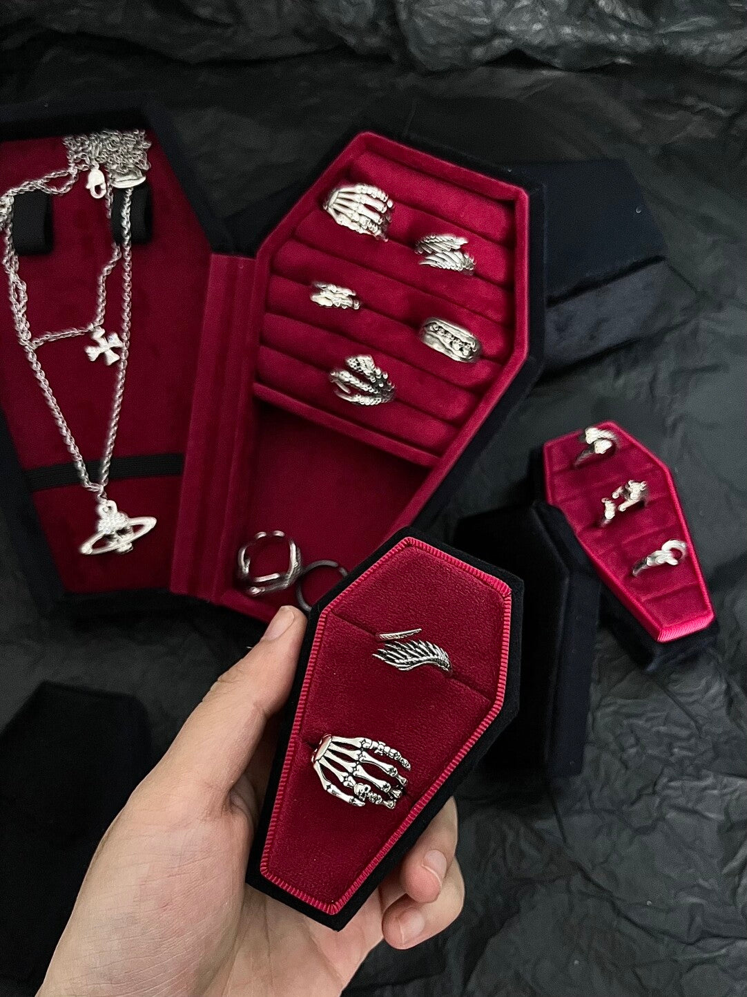 Velvet Coffin Jewelry Box | Punk Goth Necklace Ring Ornament Jewelry Velvet Storage Box