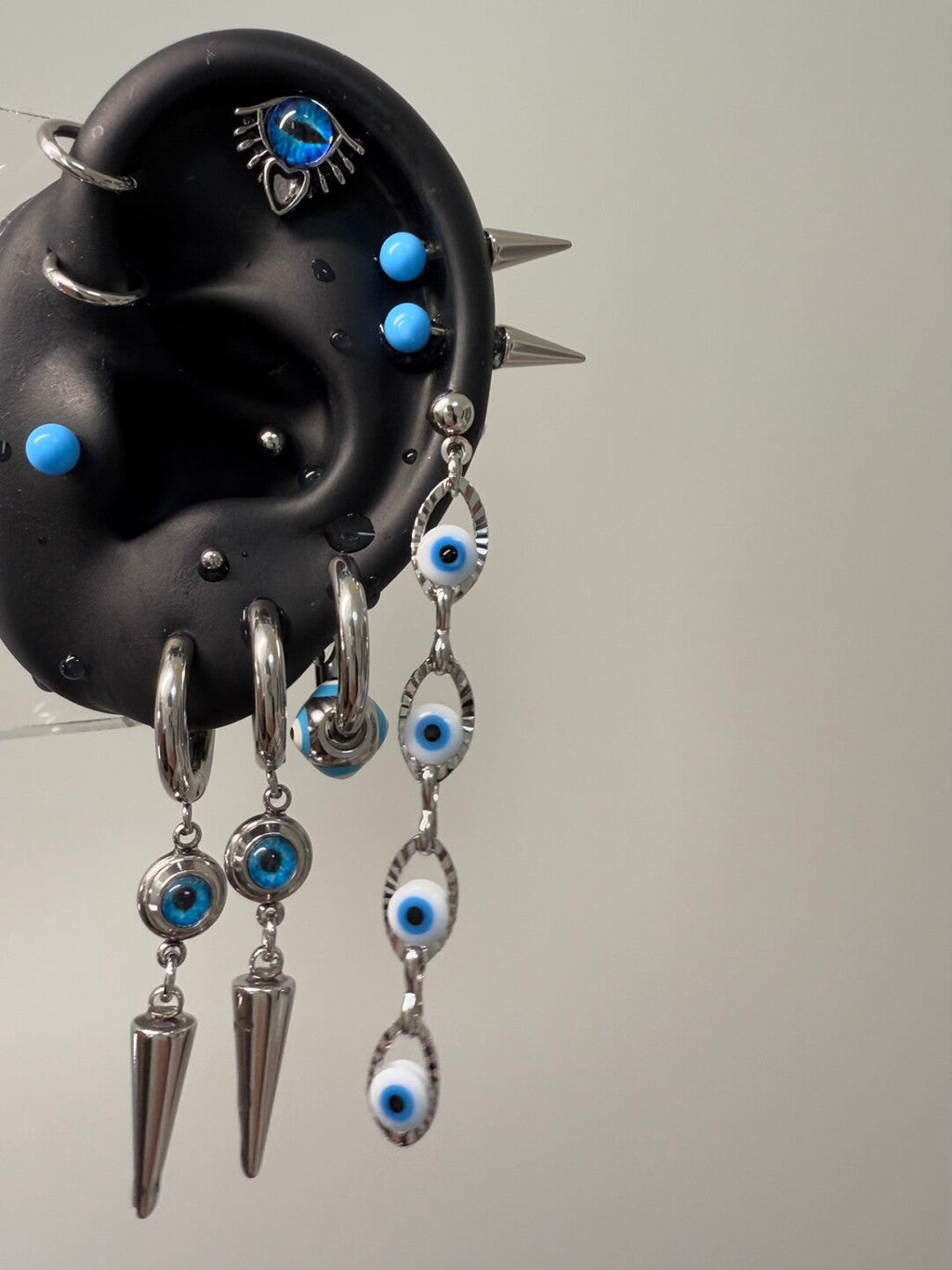 Blue Acrylic Ball Titanium Ear Stud – Punk Y2K Hypoallergenic Piercing