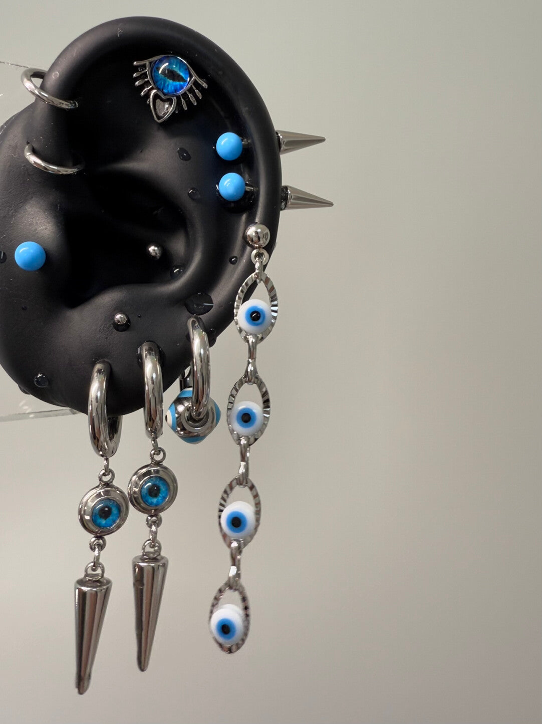 Blue Acrylic Ball Titanium Ear Stud – Punk Y2K Hypoallergenic Piercing