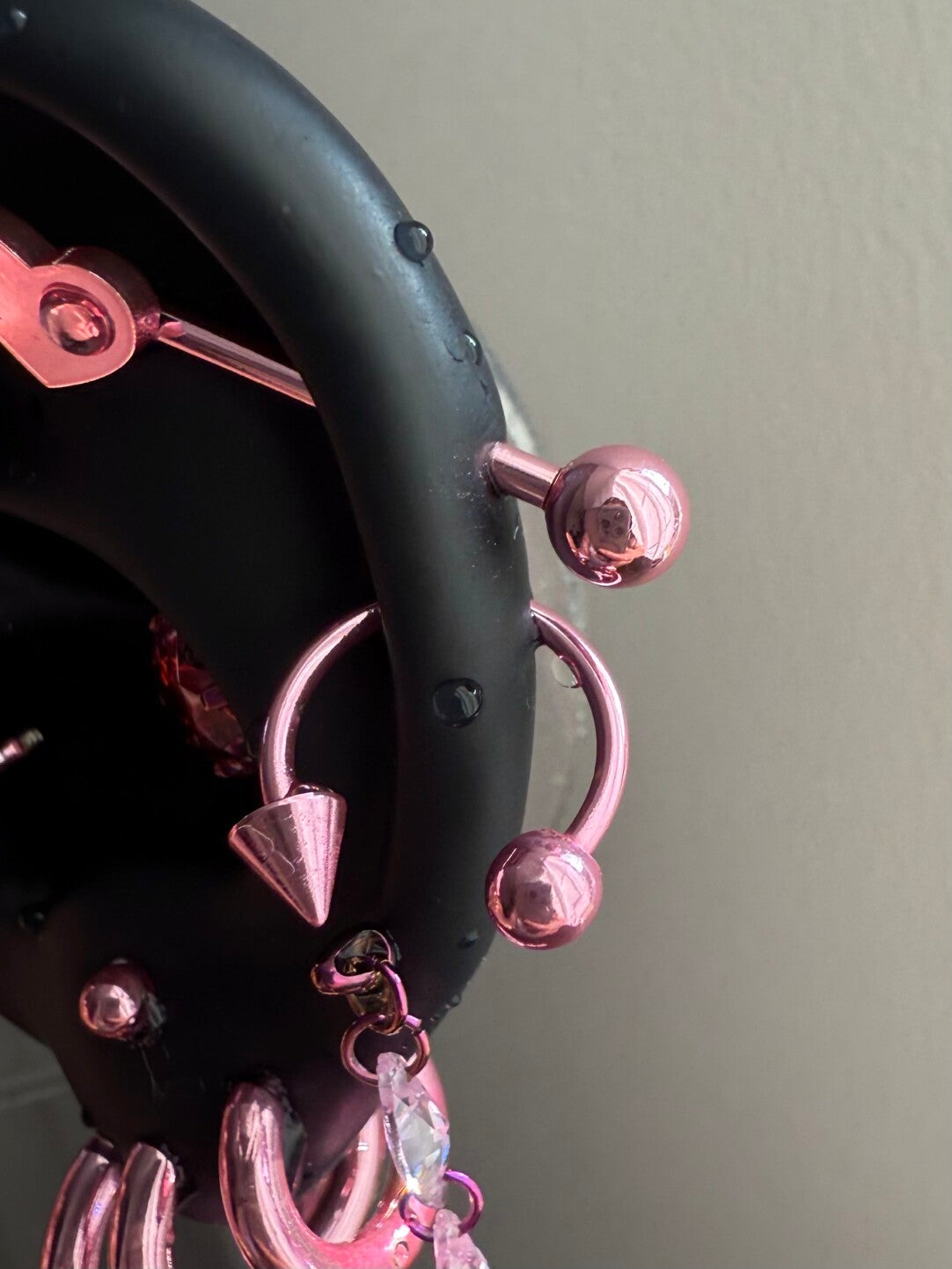 Pink Electroplated Titanium Steel Ear Cuffs, Hoops & Ear Chains - Titanium Alloy & Zirconia Ear Studs