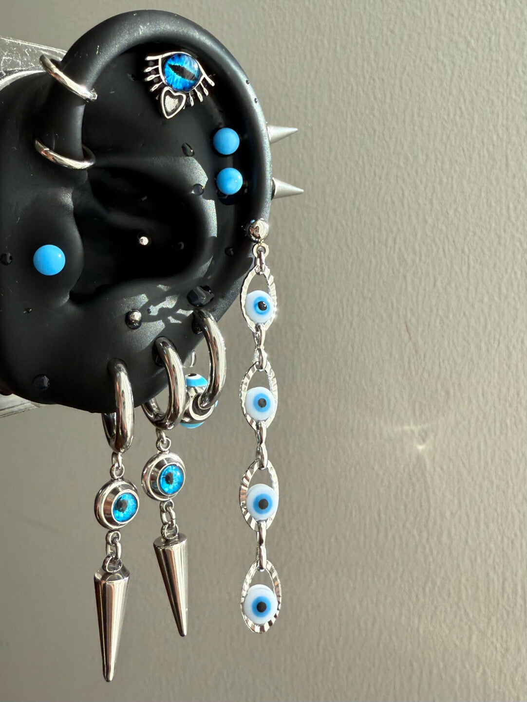 Blue Acrylic Ball Titanium Ear Stud – Punk Y2K Hypoallergenic Piercing