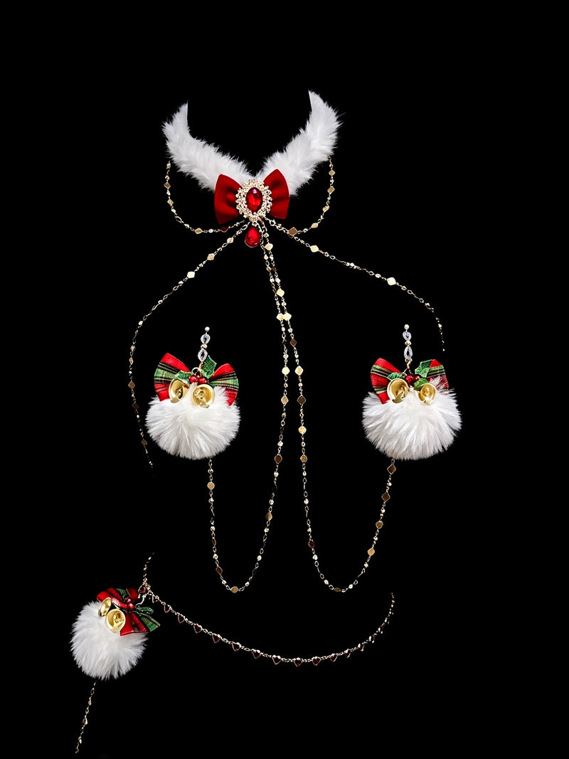 Festive Pompom Choker - with Body Chain | Alt Fashion Collar — view 1