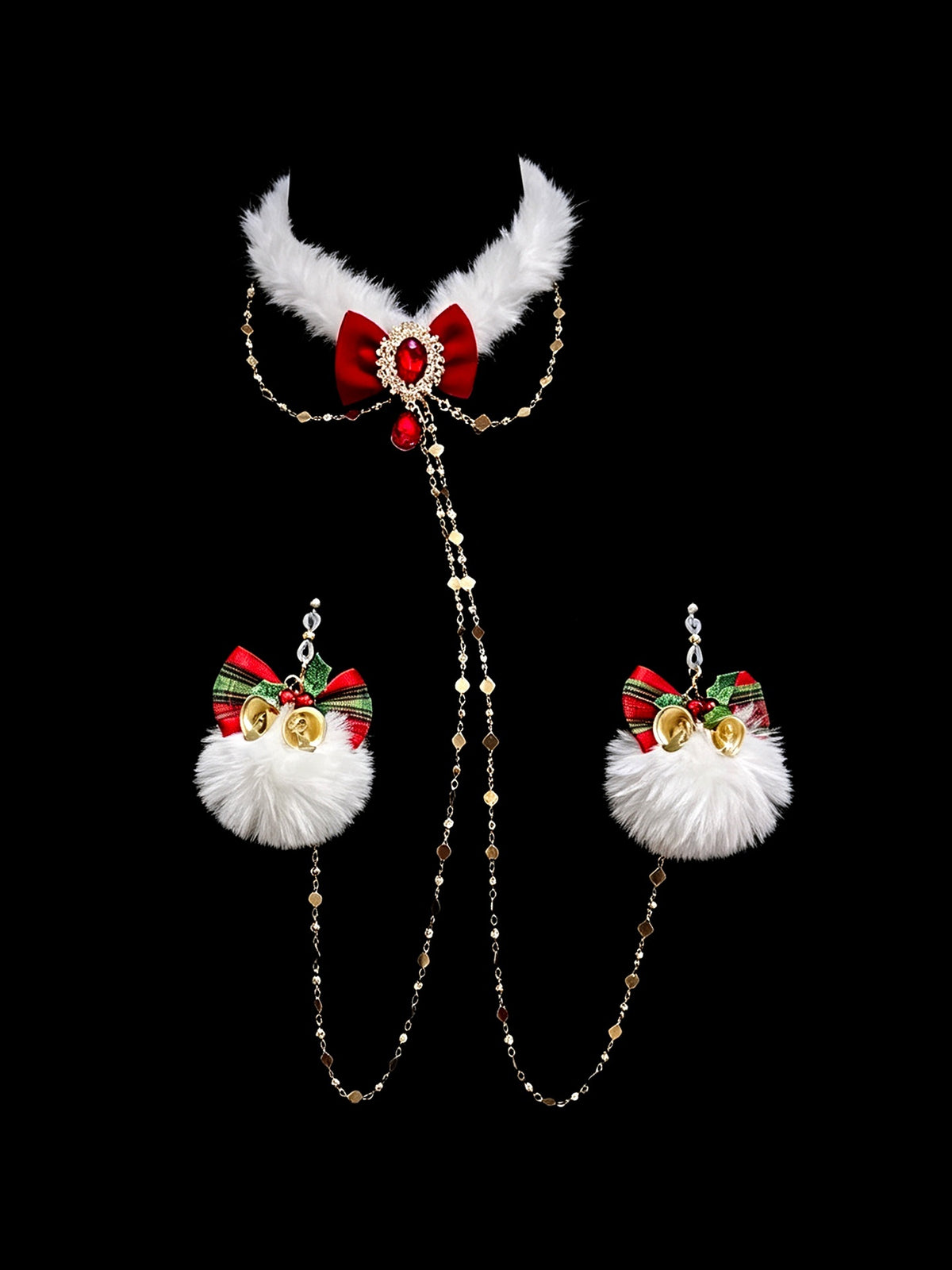 Festive Pompom Choker - with Body Chain | Alt Fashion Collar — view 2