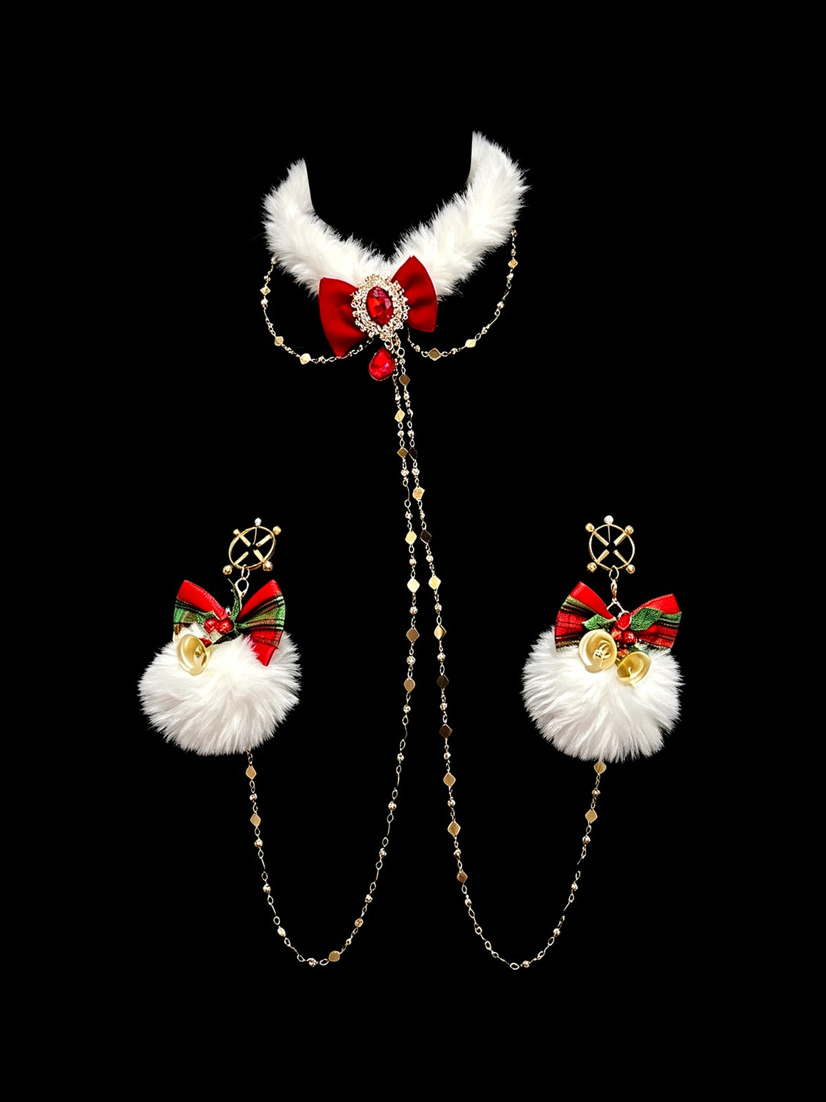 Festive Pompom Choker - with Body Chain | Alt Fashion Collar — view 5