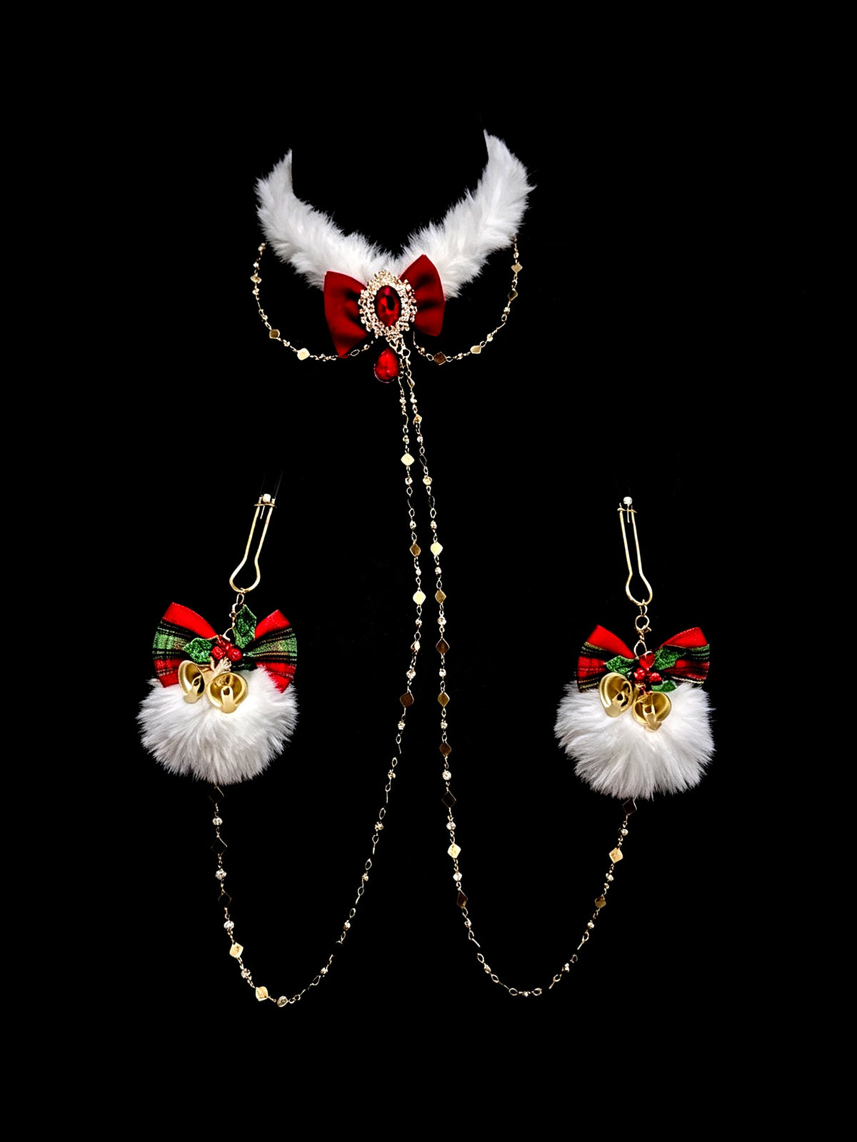 Festive Pompom Choker - with Body Chain | Alt Fashion Collar — view 6