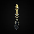Gold-Tone Black Teardrop Jewel Plug