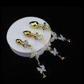 Gold-Tone Crystal Papillon Jewel Plug