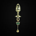 Gold-Tone Green Papillon Bell Jewel Plug