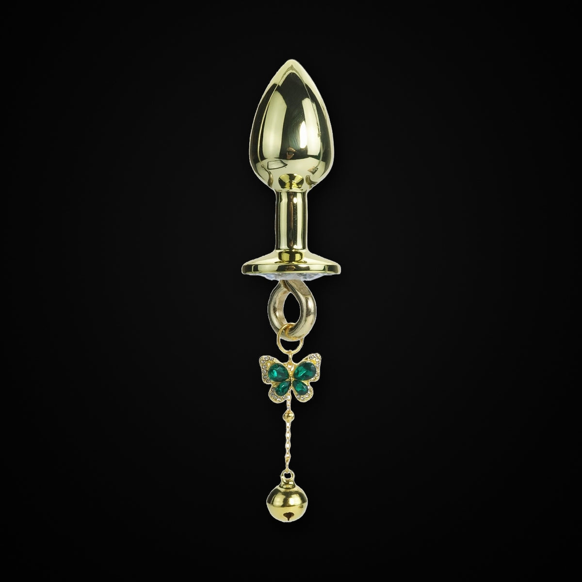 Gold-Tone Green Papillon Bell Jewel Plug