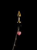 Gold-Tone Pink Heart Charm Chain Jewel Plug