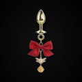 Gold-Tone Red Bow Angel Bell Jewel Plug