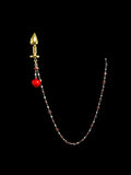 Gold-Tone Red Heart Pendant Chain Jewel Plug
