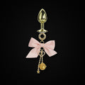 Gold-Tone Satin Bow Gold Bell Jewel Plug in Pink
