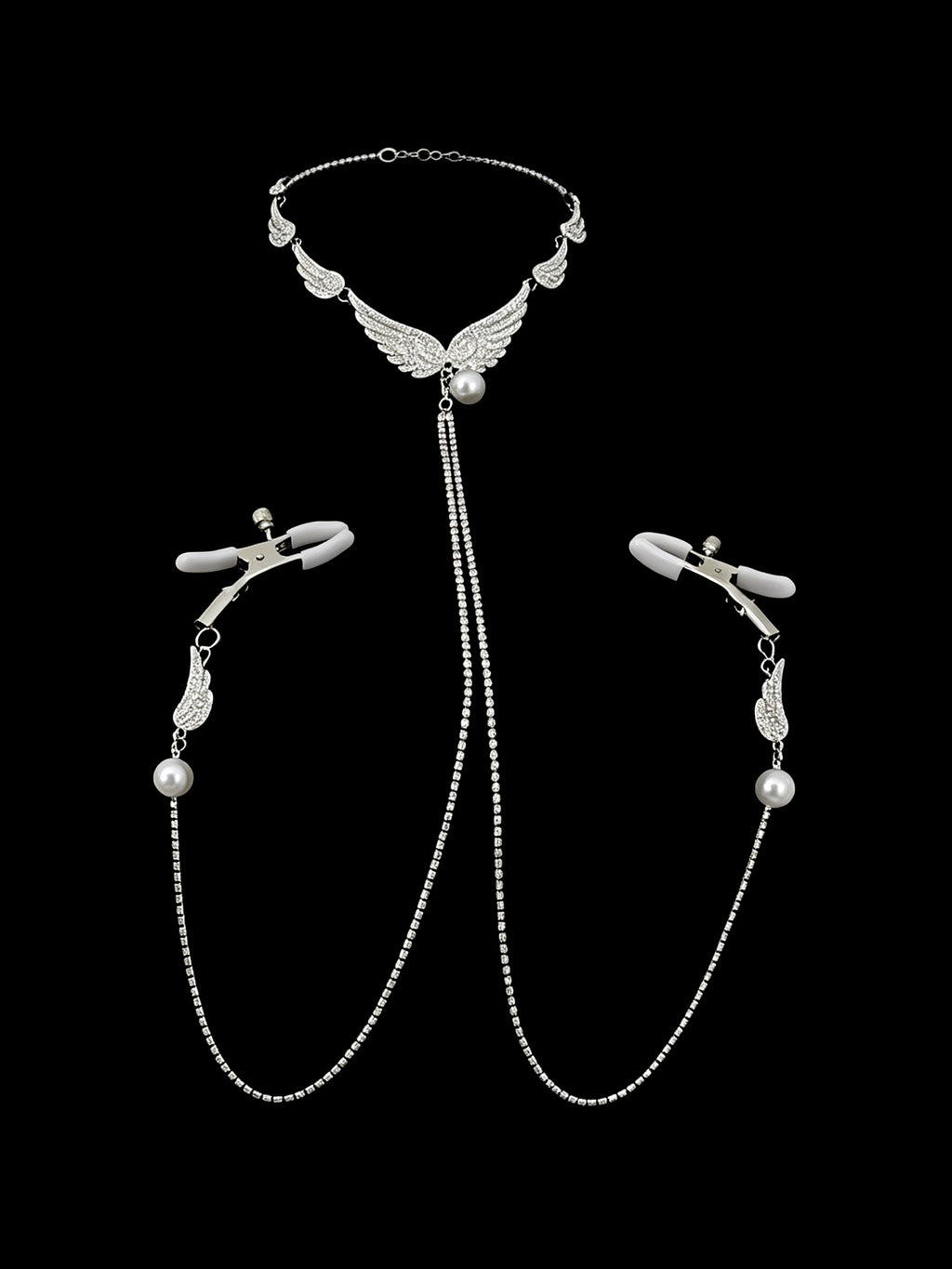 Gothic Angel Choker - Pearl with Body Chain | Blackyyds