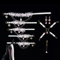 Gothic Bell Choker Bracelet Set - Pink-and-White Lace | Blackyyds
