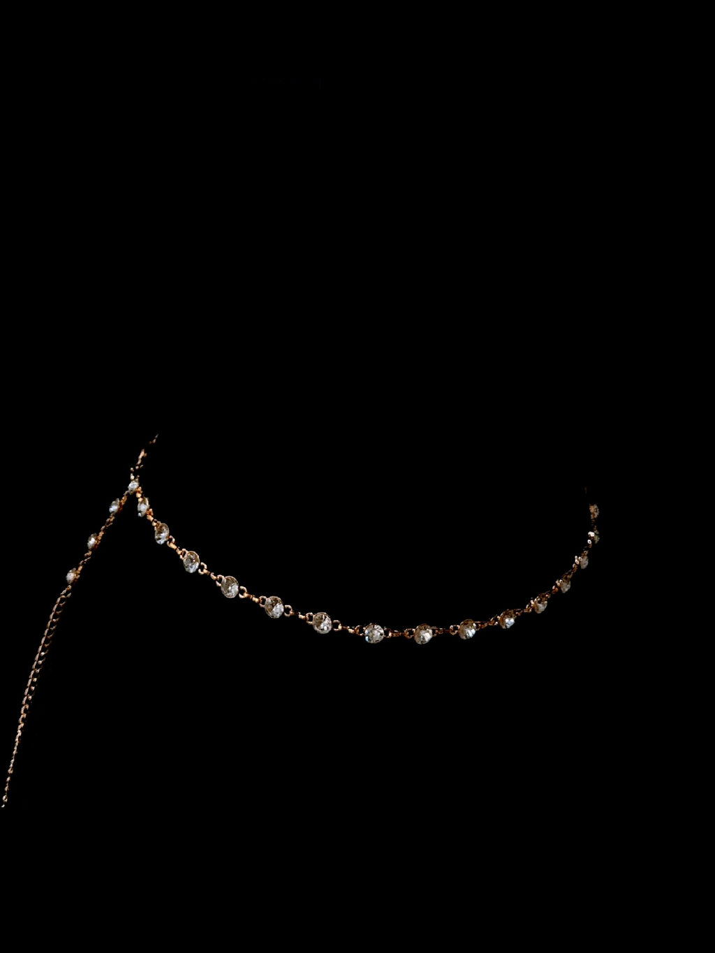 Gothic Bell Choker - Gold Rhinestone with Body Chain — view 7