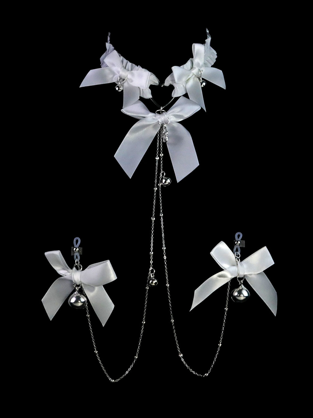 Gothic Bell Dog Paw Chain Choker - Metal Chain Detail | Blackyyds